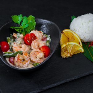 Рис с креветками в сливочном соусе